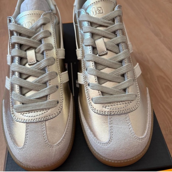 NEW Gola Viper Metallic Sneakers in Gold and White - Picture 3 of 7